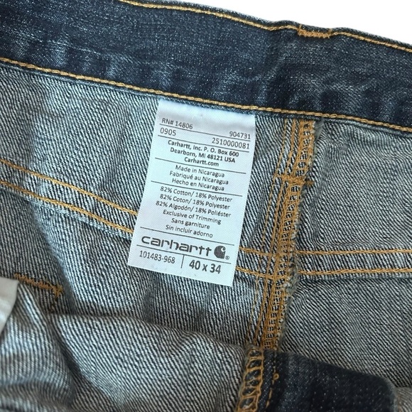 Carhartt Jeans Size 40x34 Men's Work Wear Denim Tall - Picture 4 of 5